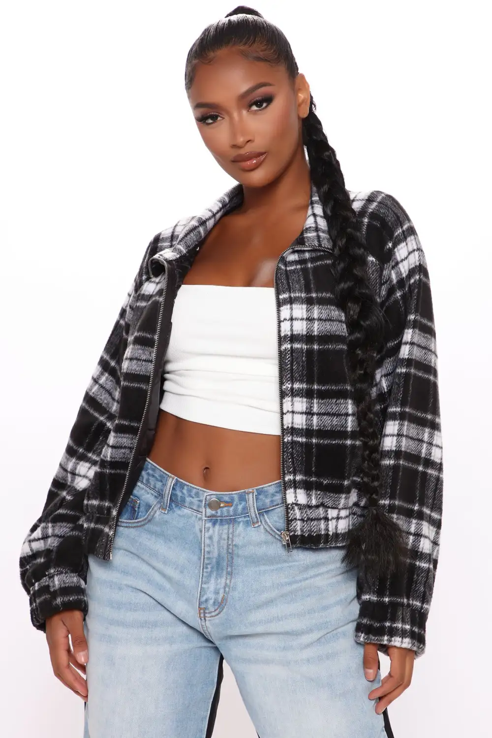 Truth Or Daring Plaid Jacket - Black/White