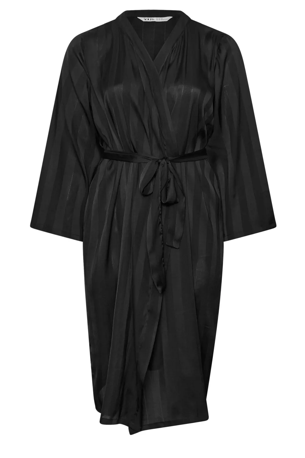 YOURS Curve Black Stripe Jacquard Satin Robe