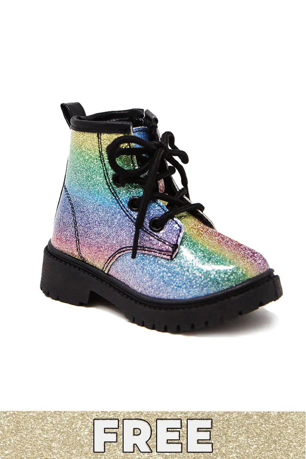 Rainbow Glitter Combat Boots