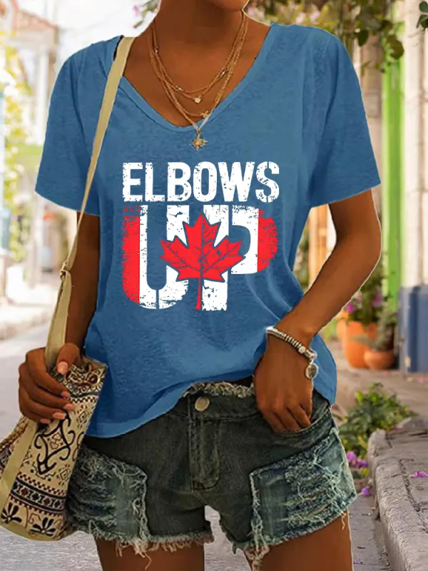 Women'S Elbows Up Canada will never yield to tru.p T-Shirt