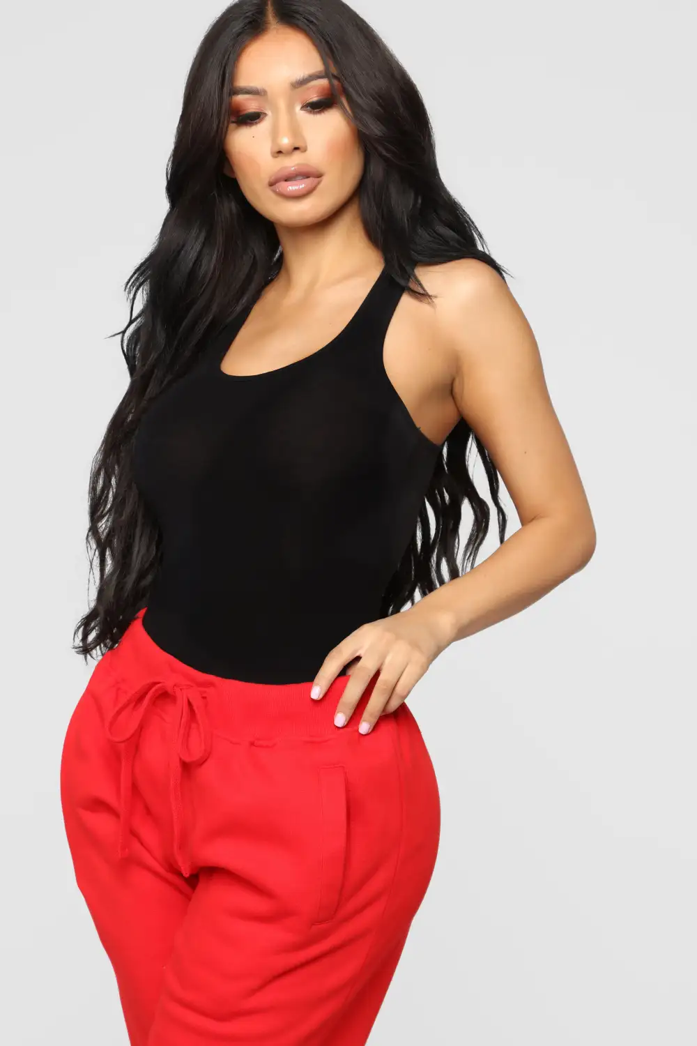 Davina Basic Tank Bodysuit - Black