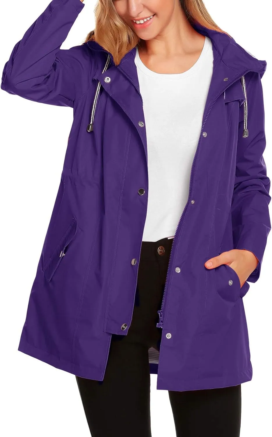 Womens Lightweight Hooded Waterproof Active Outdoor Rain Jacket S-XXL