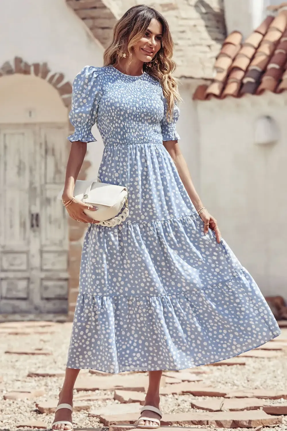 Summer Ruffle Bohemian Tiered Smocked Maxi Dress