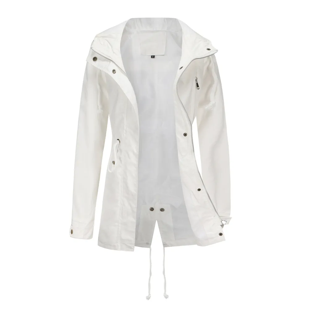 Adjustable waist hooded women jacket