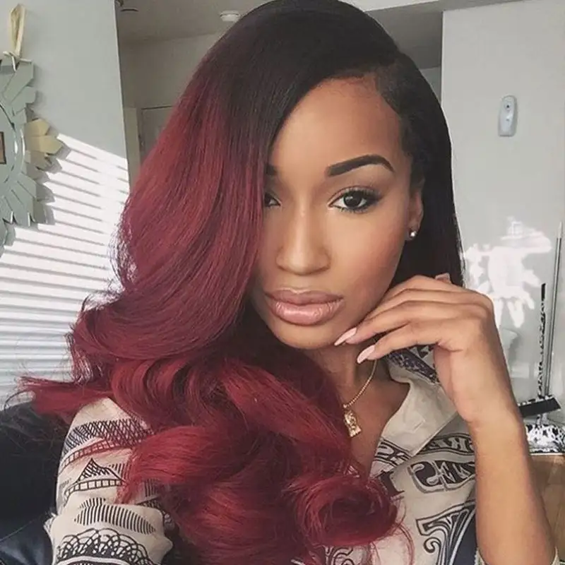 No Leave Out Glueless 1B/99J Balayage Body Wave V Part Wig Beginner Friendly Upgrade U Part Wig