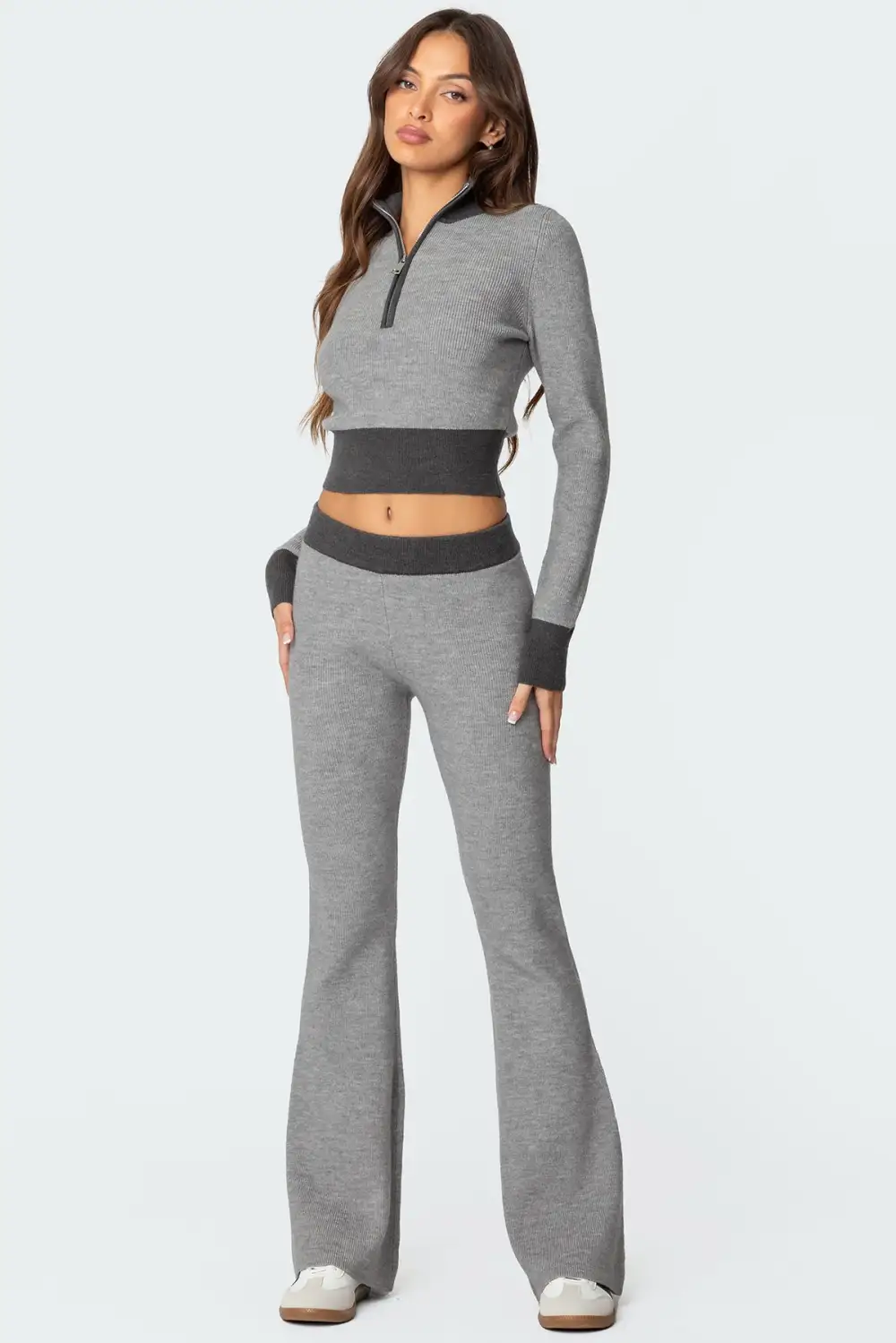 Lei Contrast Knit Flared Pants