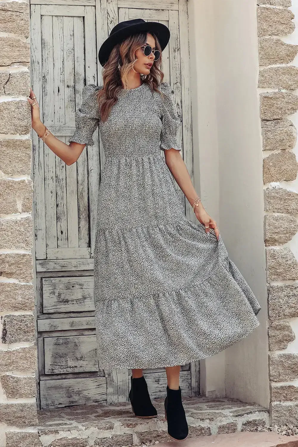 Summer Ruffle Bohemian Tiered Smocked Maxi Dress