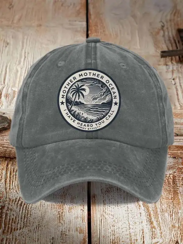 Retro Mother, Mother Ocean, I Have Heard You Call Print Baseball Cap