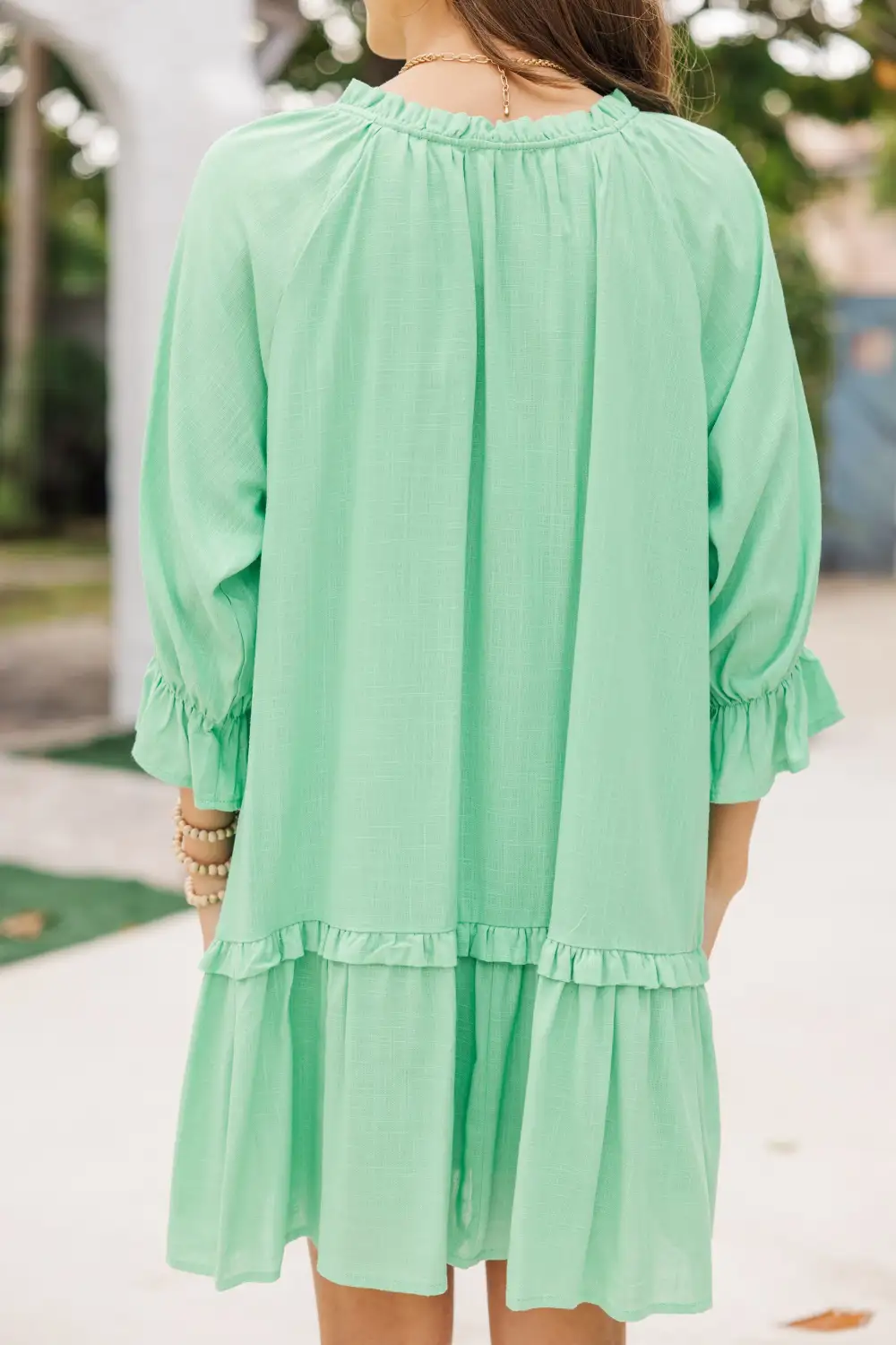 Always In The Lead Green Linen Dress