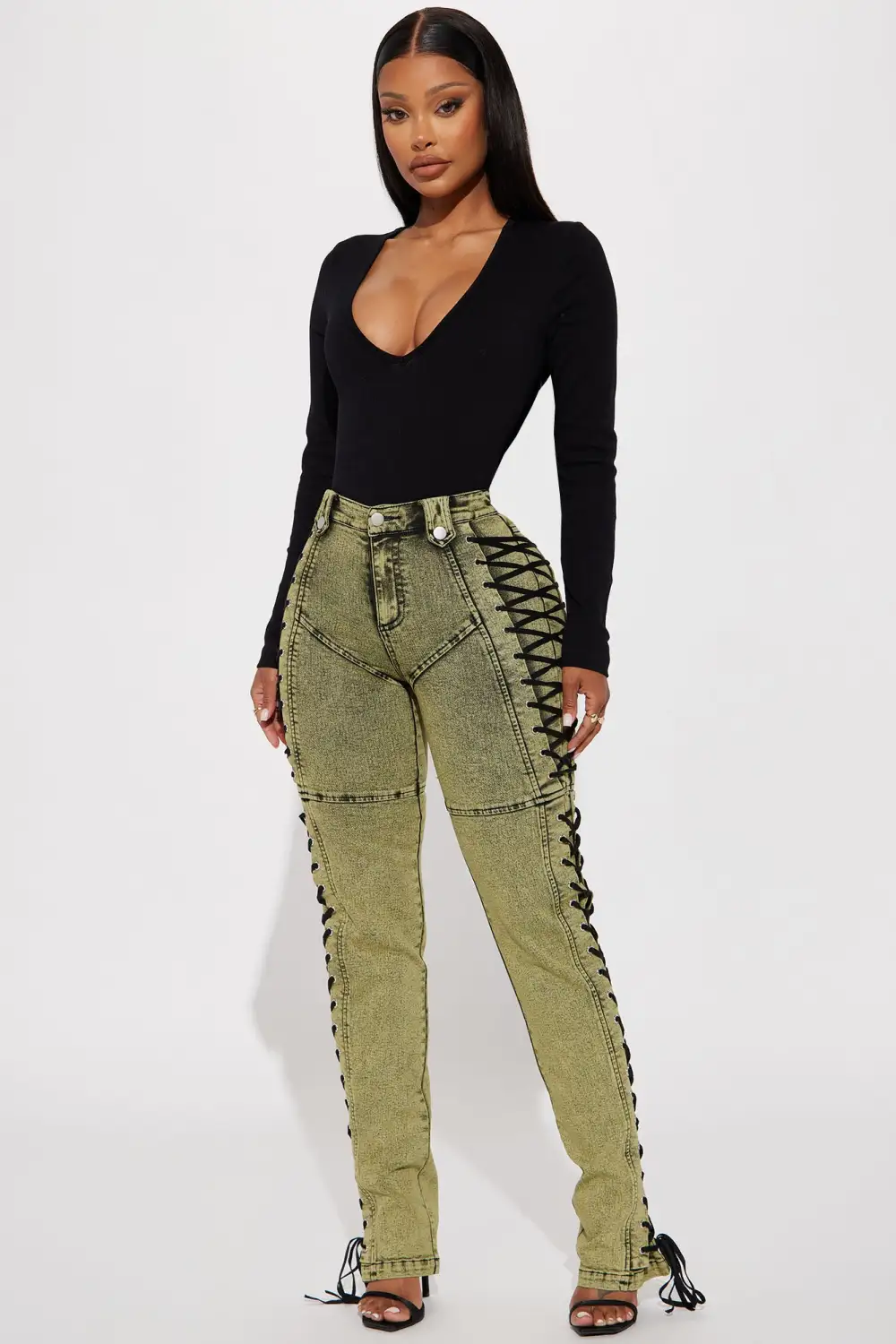 Tap In Lace Up Pant - Olive