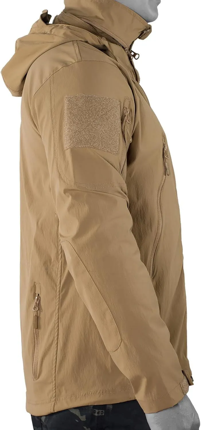 Mens Tactical Soft Shell Full Zip Jacket Lightweight Black Army Combat Coat Special Ops Airsoft Gear