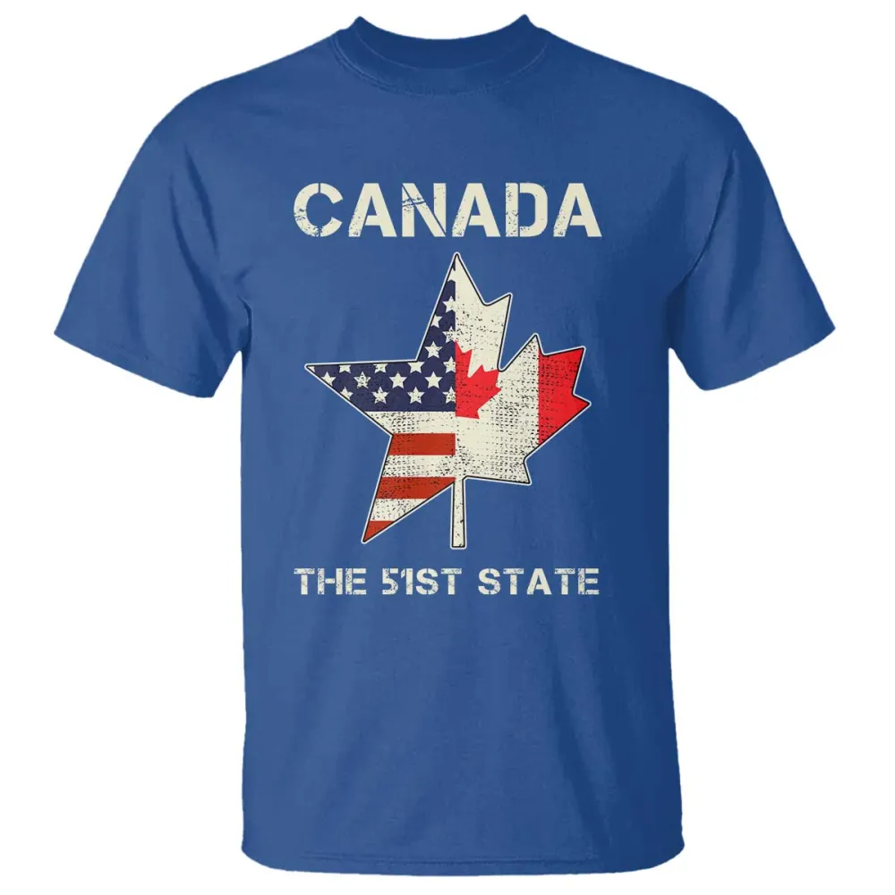 Canada The 51st State T Shirt Maple Canadian American Flag TS09