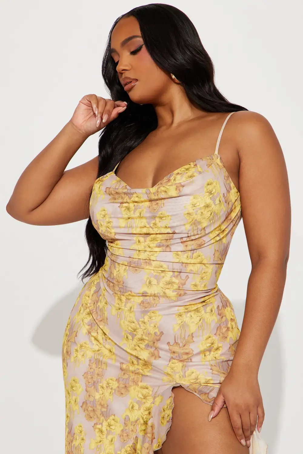 Feeling Floral Mesh Maxi Dress - Yellow/combo