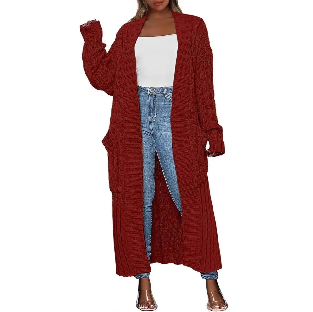 🔥Women's Long Cardigan 2025 Oversized Coat Long Sleeve Open Cardigan Knitted Extra