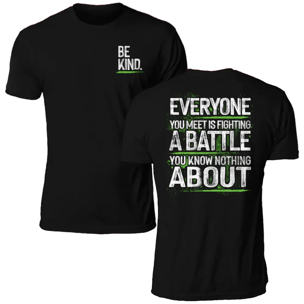 Men'S T-Shirt Alphabet Print Cotton Round Neck Short-Sleeved Top BE KIND Of Short-Sleeved