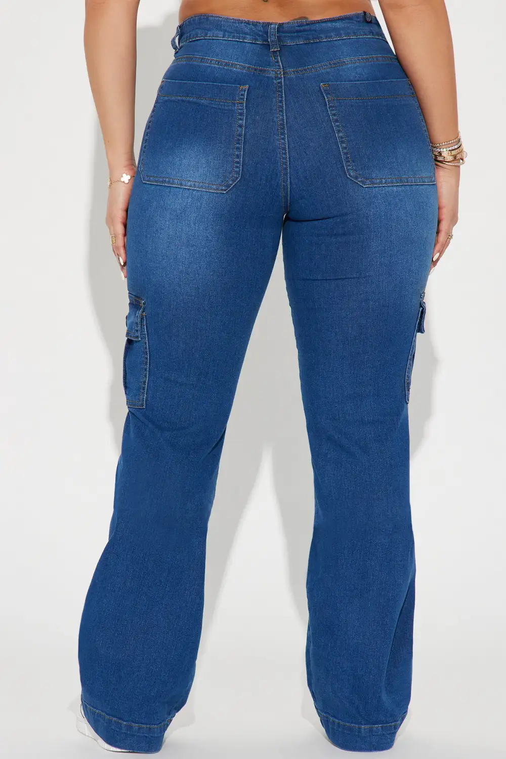 Conflicted Cargo Stretch Bootcut Jeans - Medium Wash