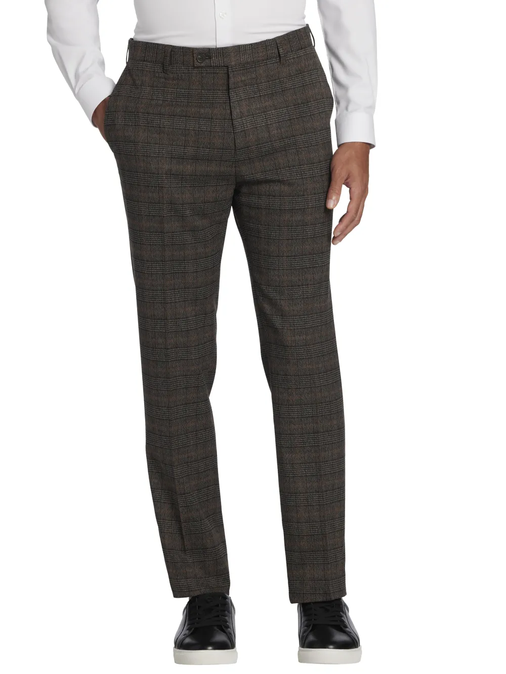 Paisley &Amp; Gray Slim Fit Plaid Flat Front Suit Pants