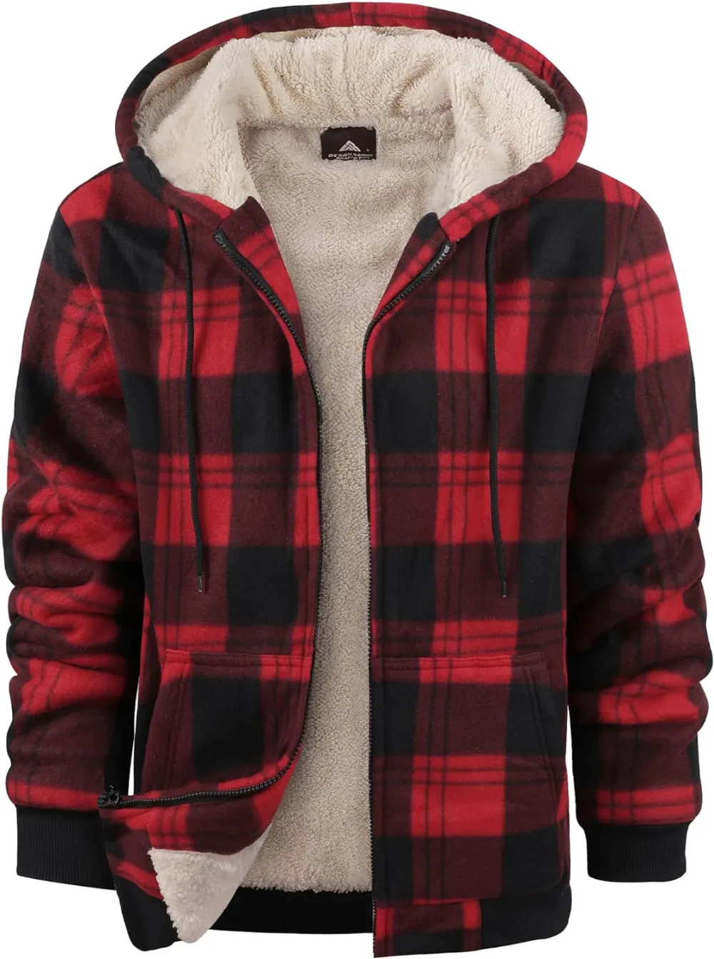 Mens Plaid Flannel Sherpa Lined Fleece Jackets