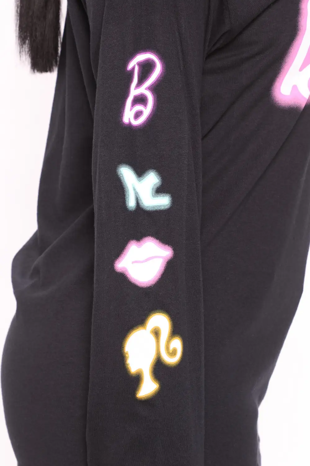 Let's Go Party Barbie Long Sleeve Top - Black