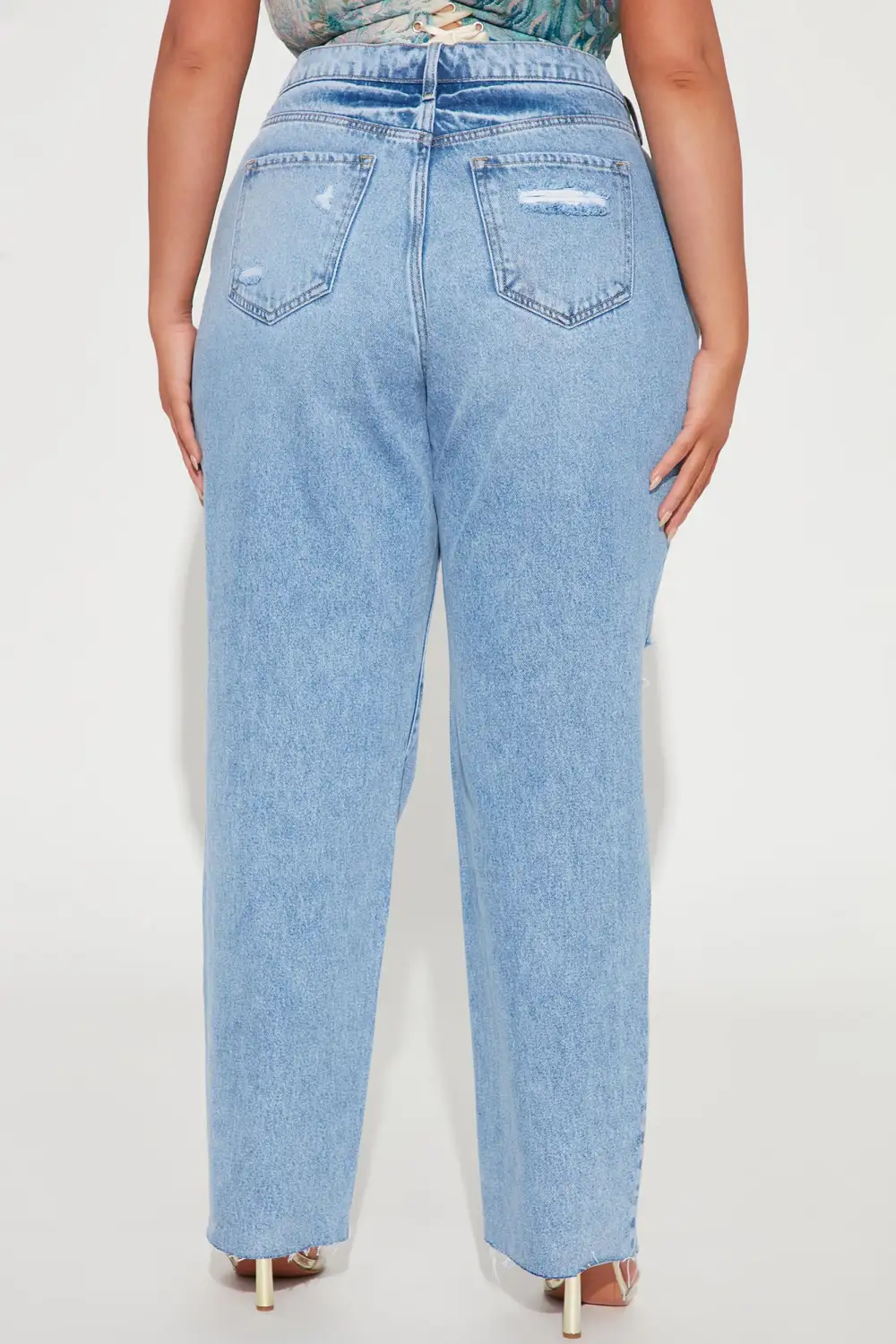 Topanga 90's Ripped Straight Leg Jeans - Medium Wash