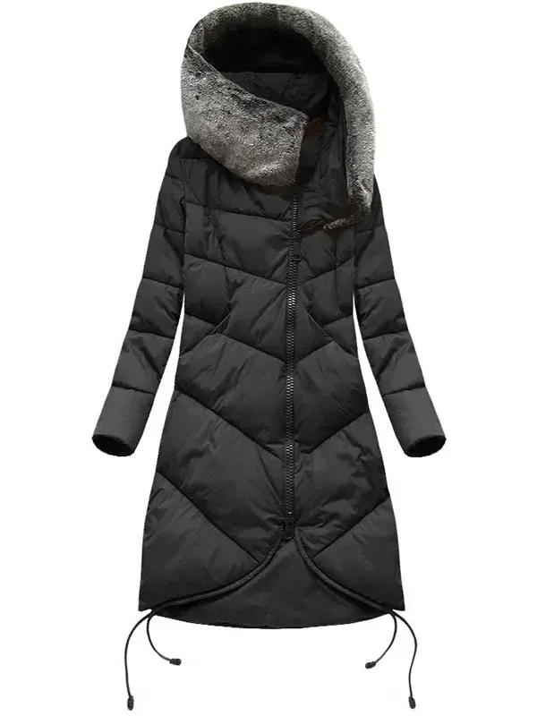 Long winter hood navy blue