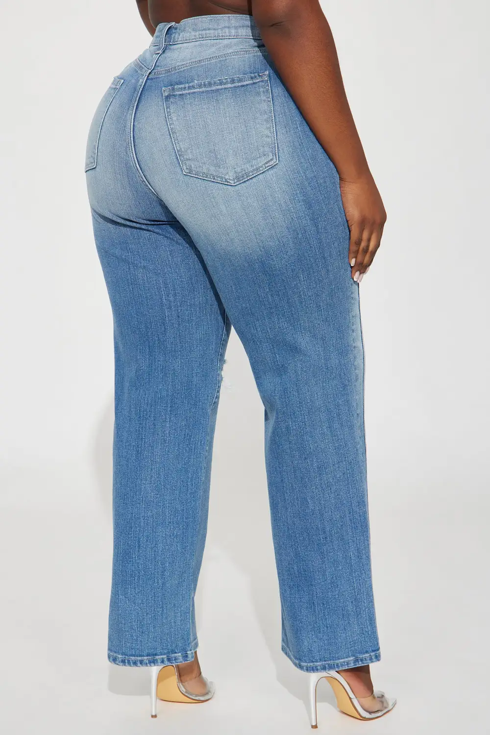 Of Two Minds Ripped Straight Leg Jeans - Medium Wash