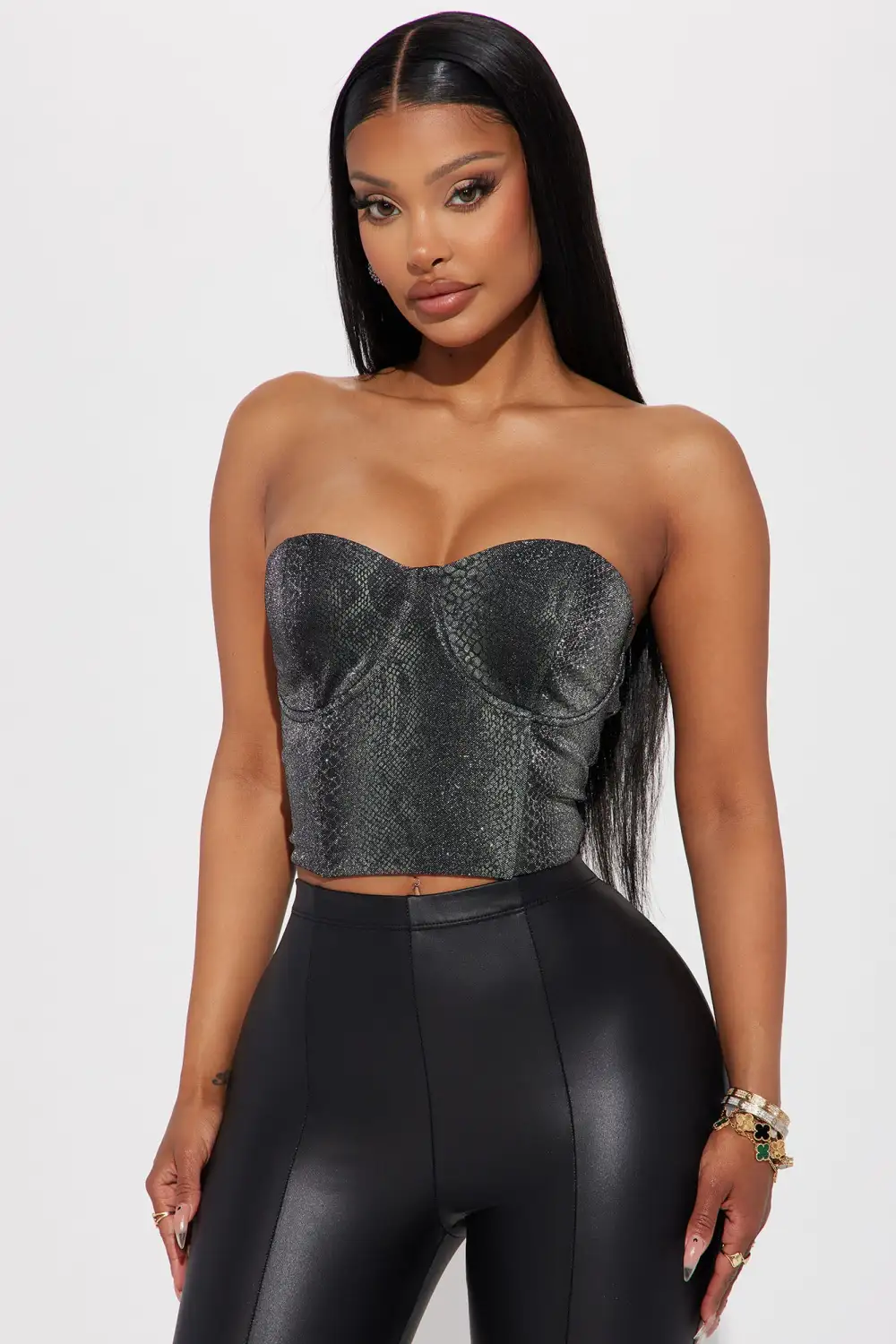 Snakes In The Garden Corset Top - Silver