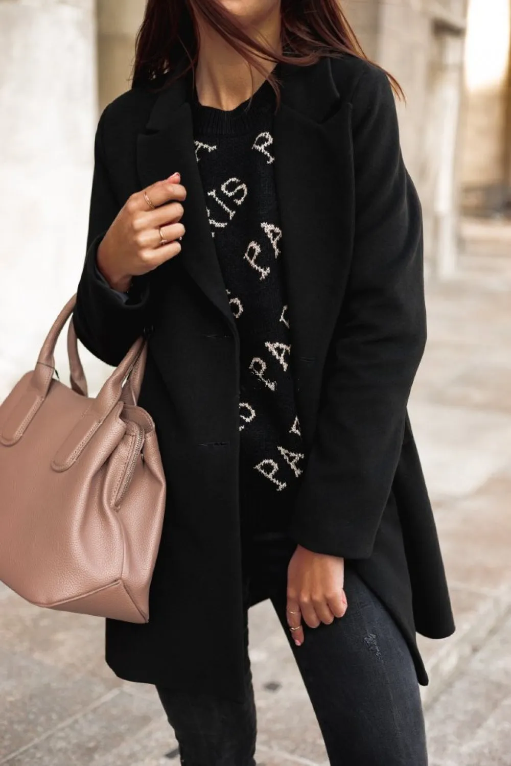 Solid Suit Collar Double Breasted Coat