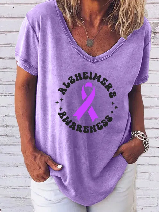 Women'S Short-Sleeved T-Shirt Alzheimer'S Awareness Prints