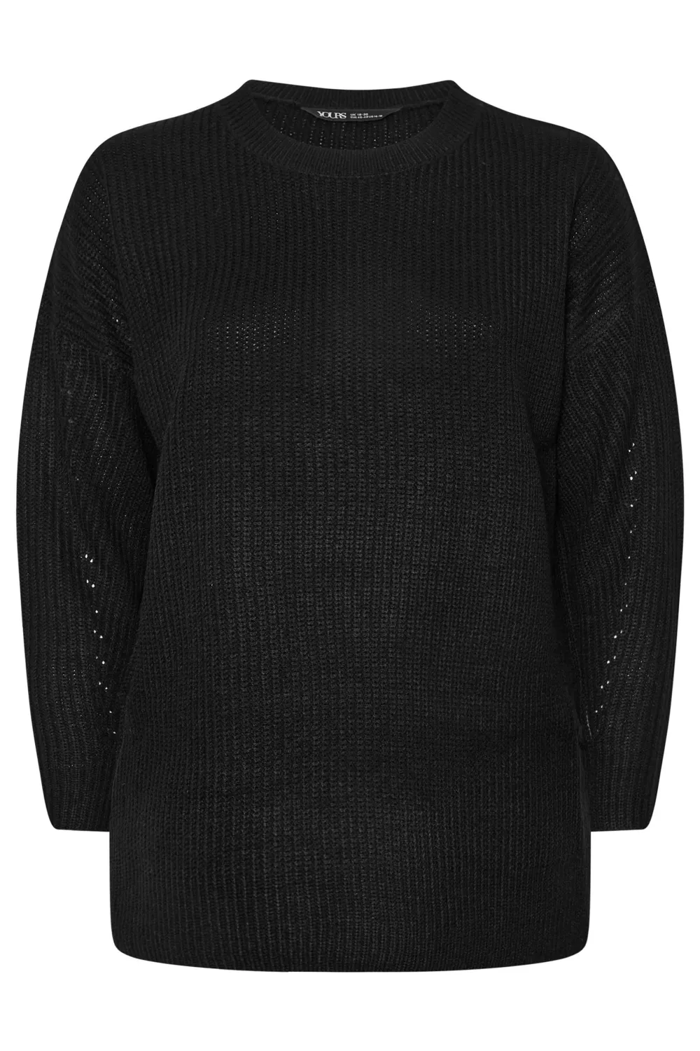 YOURS Curve 2 PACK Black & Grey Drop Shoulder Knitted Jumpers