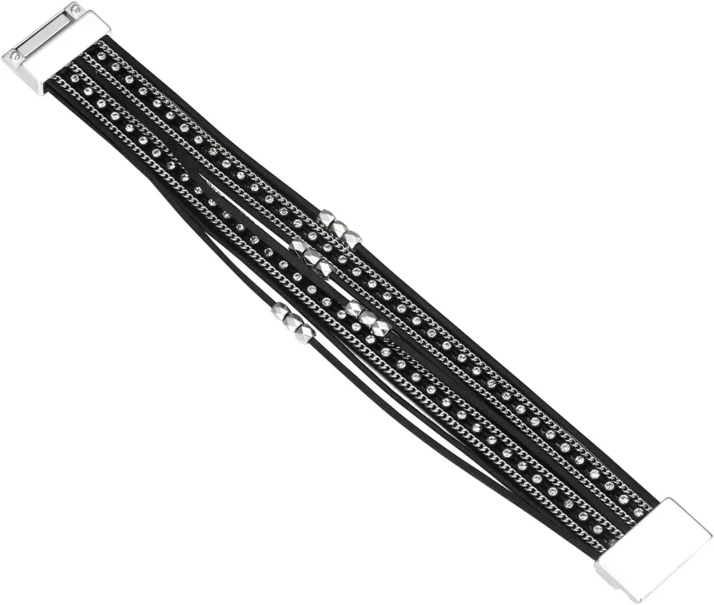 Fesciory Leather Wrap Bracelets for Women, Boho Leopard Multi-Layer Crystal Beads Cuff Bracelet Jewelry