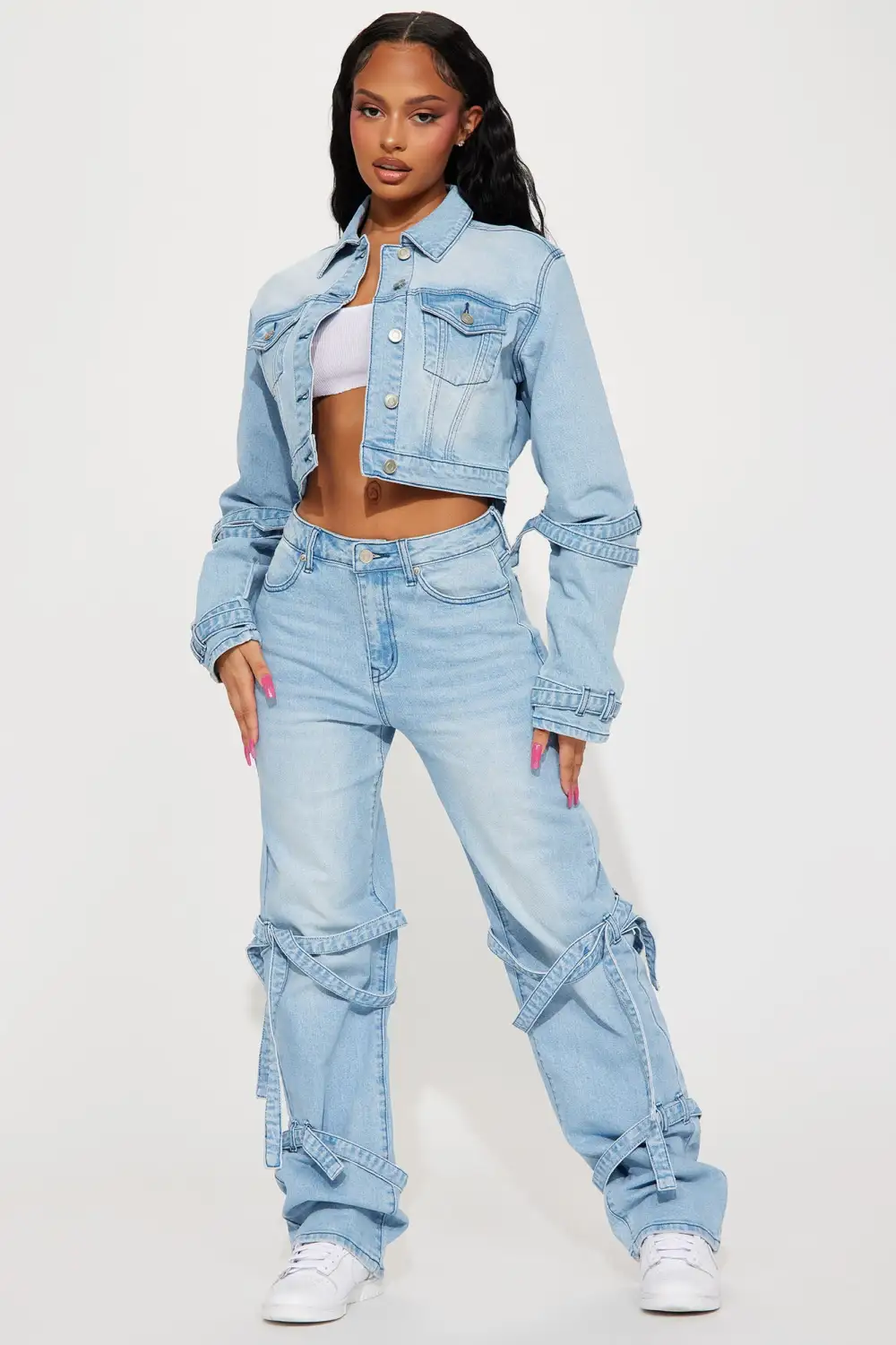 All Tied Up Stretch Straight Leg Jeans - Light Wash