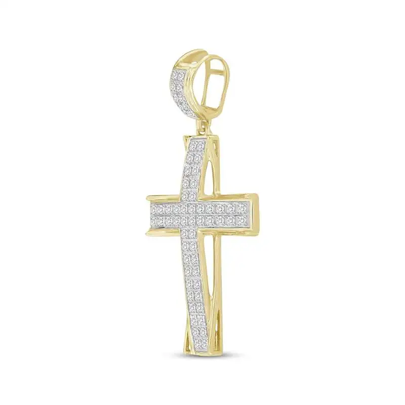 Men's Diamond Cross Pendant 1/5 ct tw Round-cut 10K Yellow Gold