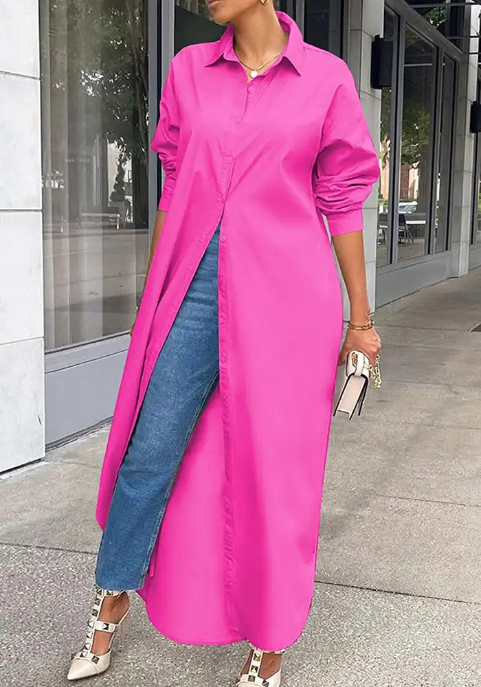 Casual Buttons Long Sleeve Shirt Dress Dresses