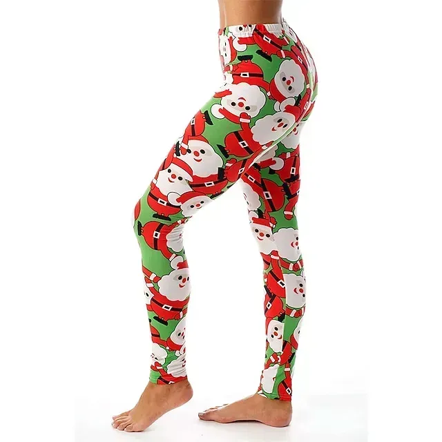 Santa Claus Leggings Jogger Pants Women's Christmas Christmas Christmas Eve Adults' Christmas New Year Eve Polyester Lycra Spandex Pants