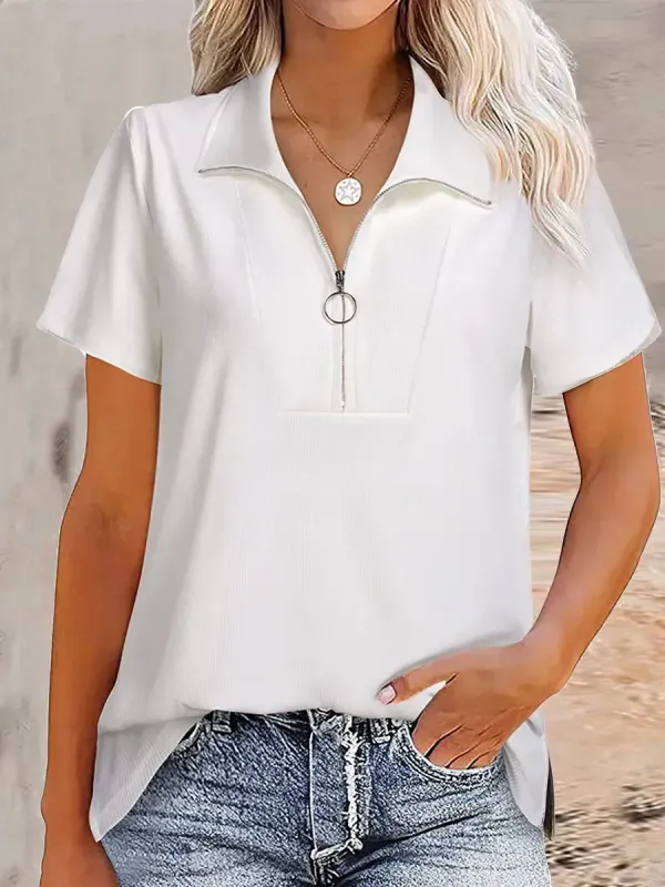 Loose Casual Solid Color Short-sleeved T-shirt