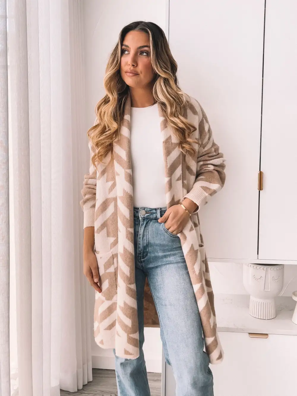 Ciela Cardigan - Beige Print
