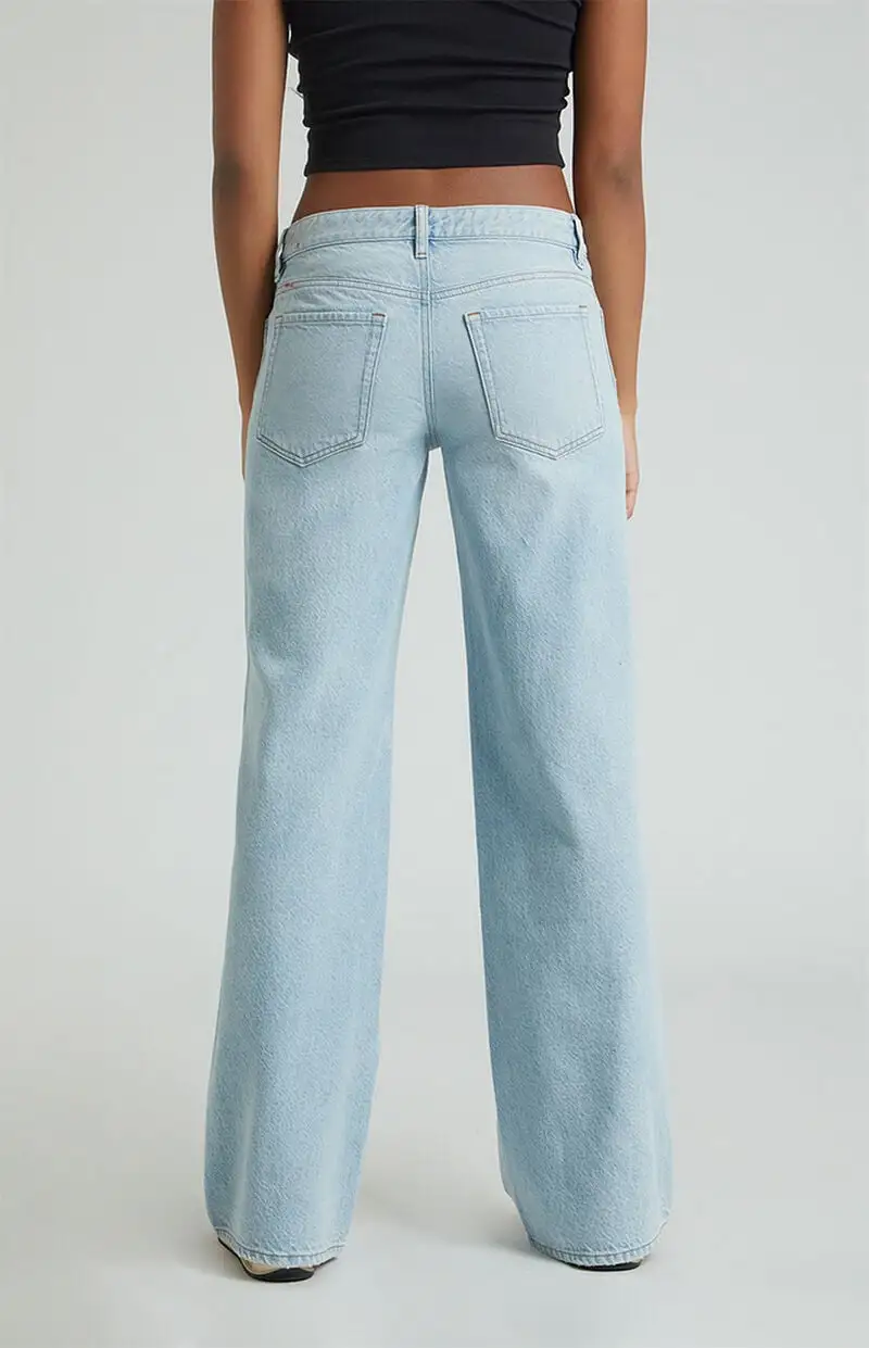 PacSun Casey Asymmetrical Low Rise Baggy Jeans Light Indigo