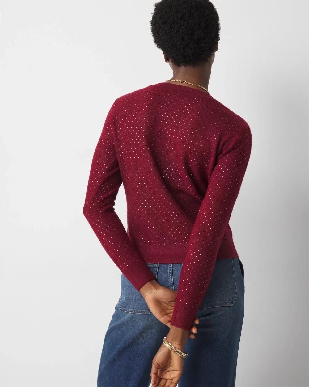 Petite Embellished V-Neck Sweater