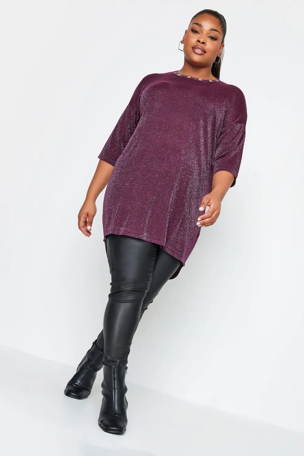 YOURS Curve Purple Metallic Eyelet Jumper