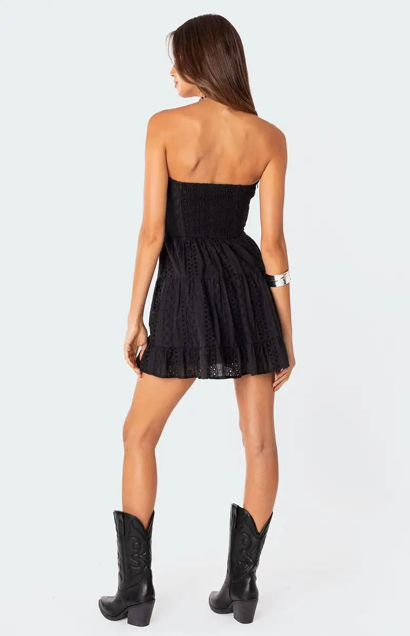 Edikted Liora Lacey Cotton Mini Dress