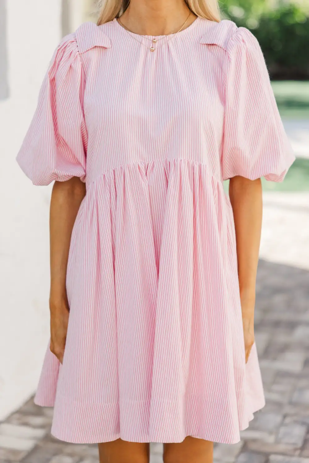Dreaming Of The Day Pink Striped Babydoll Dress