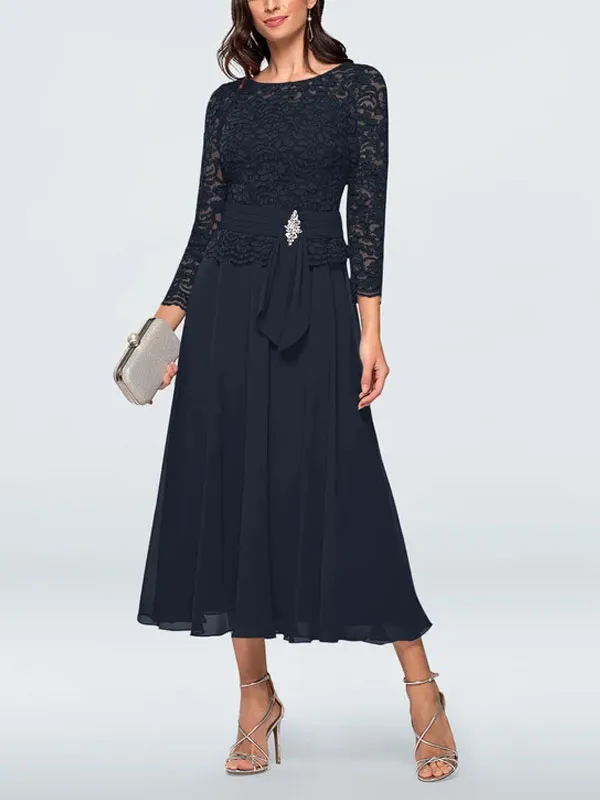 Chiffon waist-skimming lace temperament women's dress