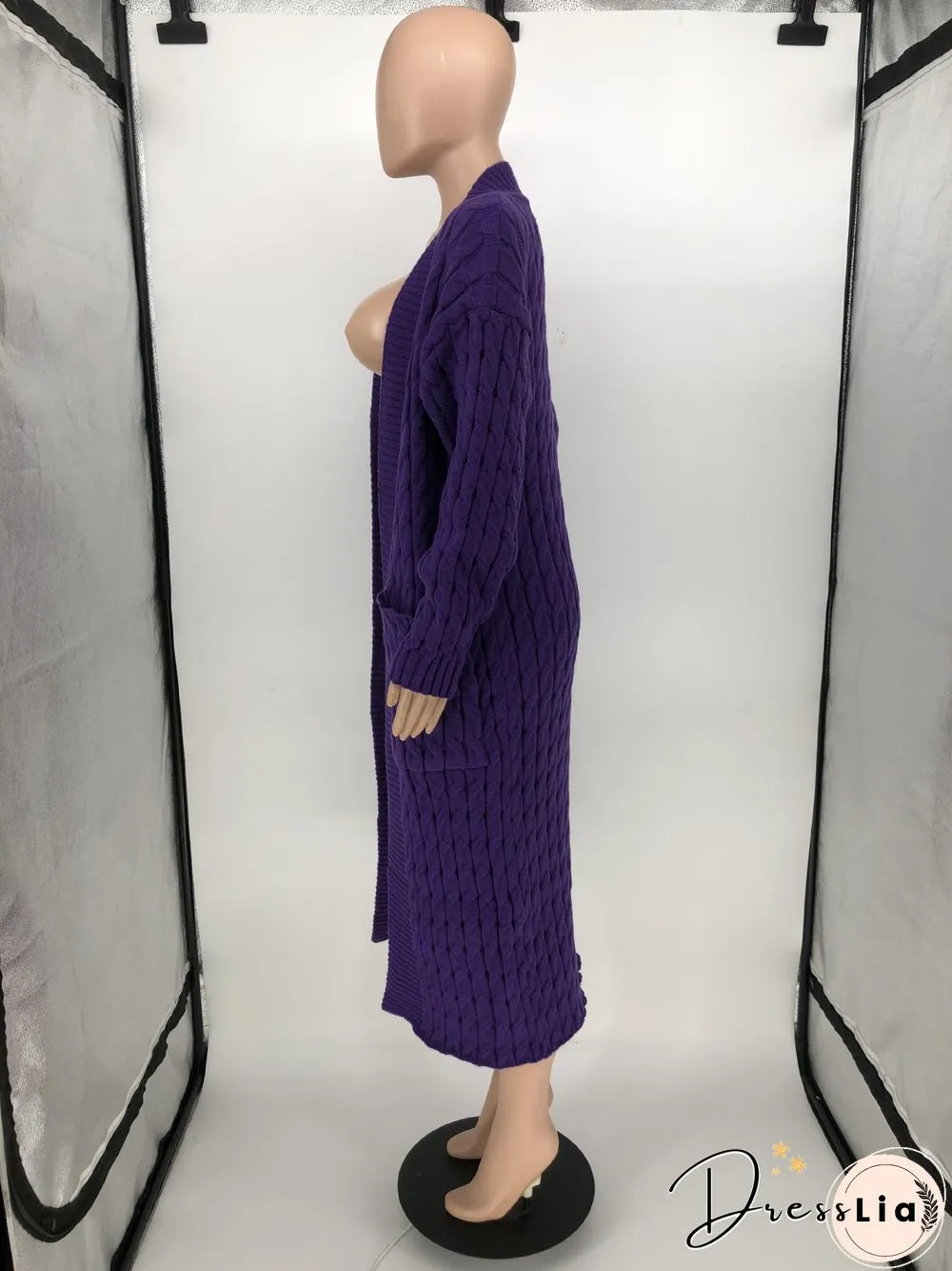 Winter Crochet Loose Long Twist Sweater Cardigan