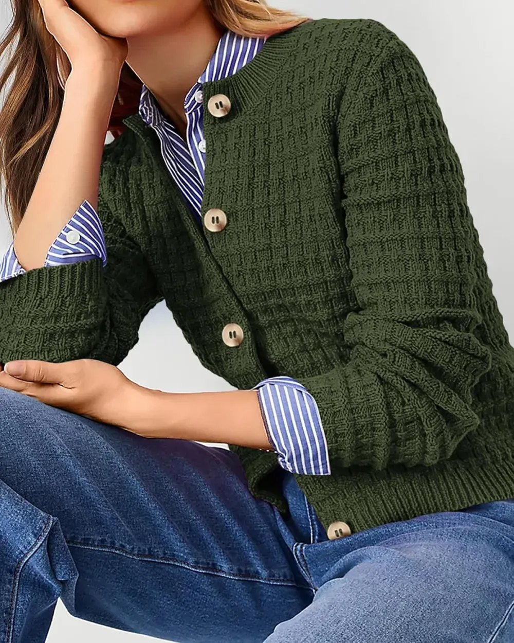 Women's Knit Cardigan Sweaters Casual Long Sleeve Open Front Button Down Trendy Jackets Outerwear