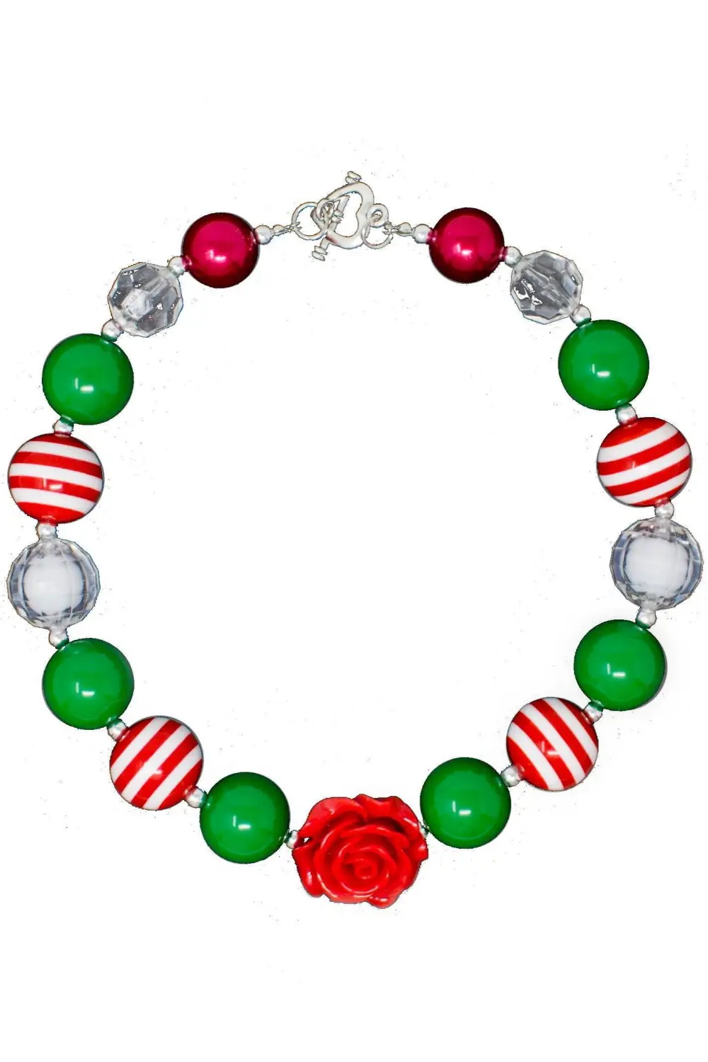 Christmas Rose Bubblegum Necklace