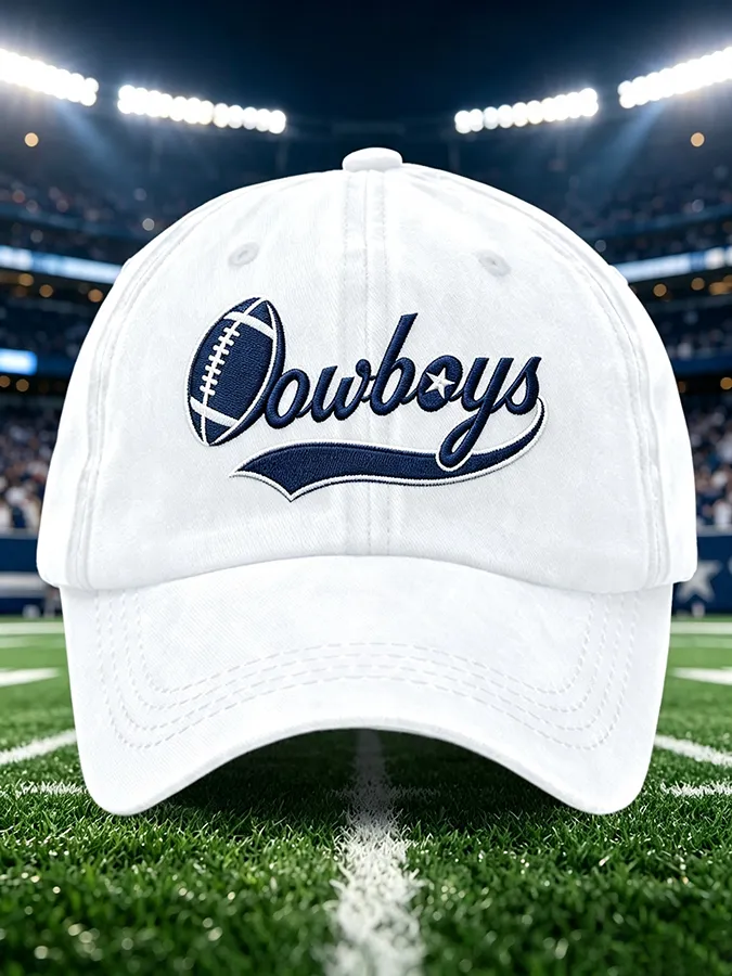 Unisex Football Print Washed Duckbill Cap
