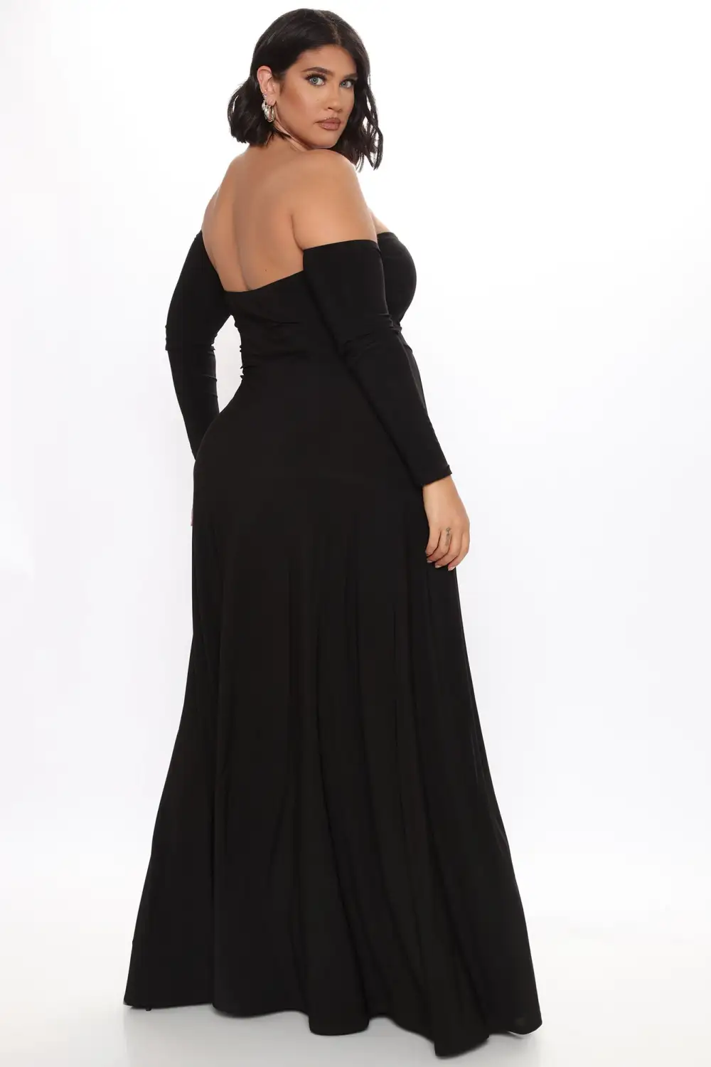 Elegantly Fab Off Shoulder Maxi Dress - Black