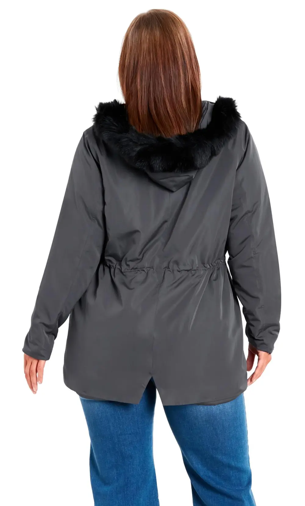 Evans Grey Faux Fur Hood Coat