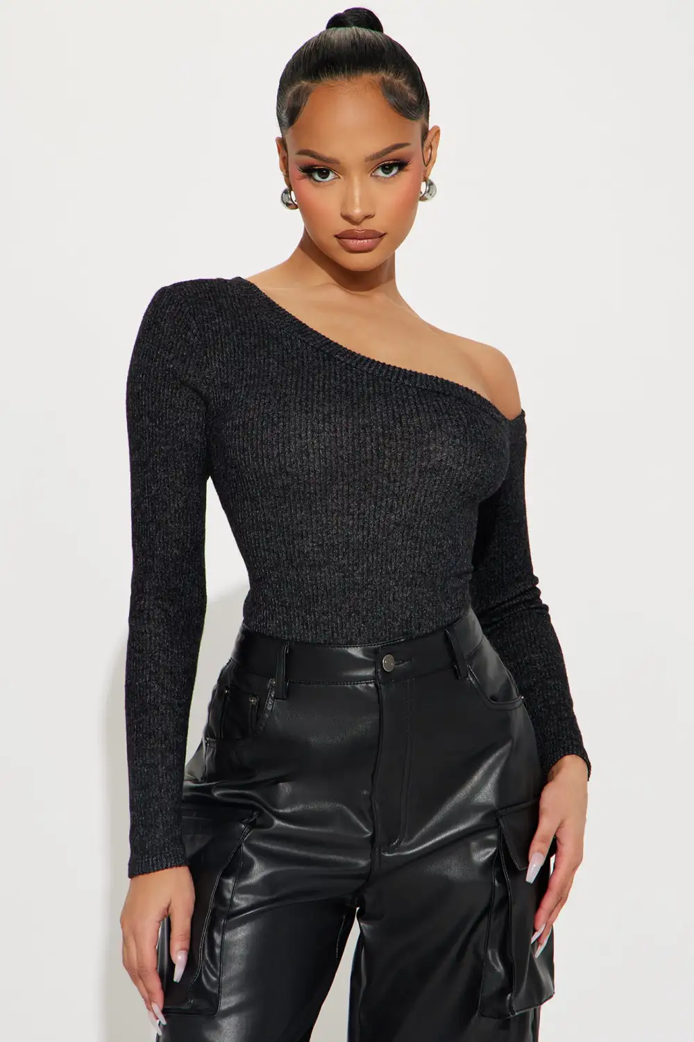Christine One Shoulder Bodysuit - Black